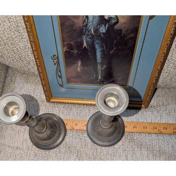 Royal Holland Pewter KDM Candlesticks Pair Made In Portugal By Daalderop 8" Tall - Picture 12 of 12